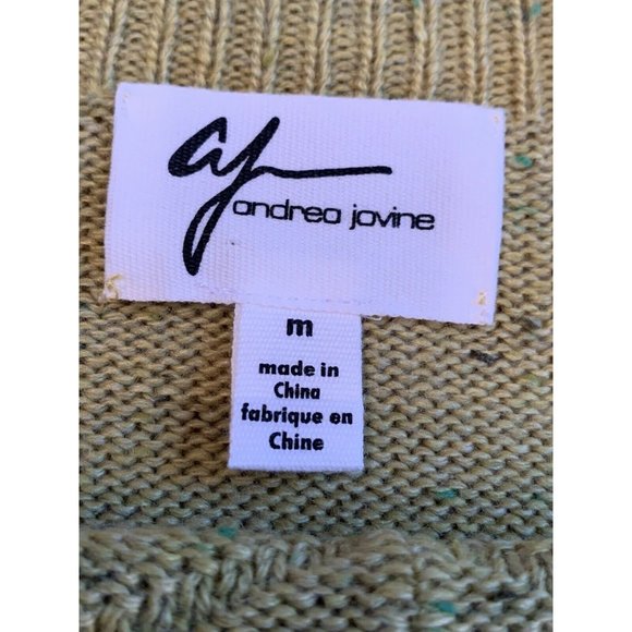 ANDREA JOVINE SWEATER Wool Blend Medium Green Woven Marled Lagenlook - Picture 4 of 8